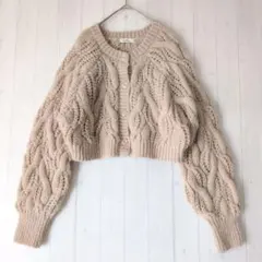 アースミュージックアンドエコロジー ニット カーディガン ショート丈 ケーブル編