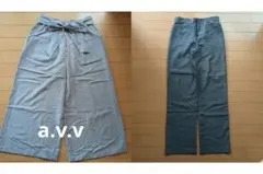 a.v.v チェック柄 ワイドパンツ グレーのスラックス　セット