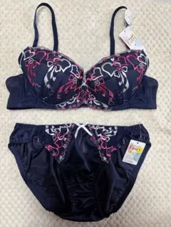 Fairy ブラジャー ショーツ セット C80 L ネイビーのサムネイル