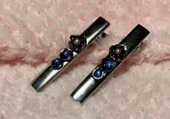 装飾付きシルバー ヘアクリップレジン製２個セット