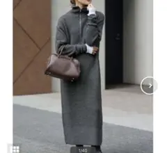 SLOBE IENA French wool畦ハーフジップニットワンピース