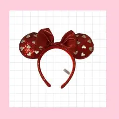 赤ハート　ミニーカチューシャ