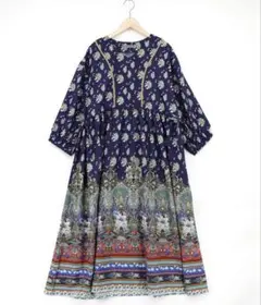 【美品】アズノゥアズオオラカ　インド綿ワンピース　5L　パープル 美品】アズノゥアズオオラカ インド綿ワンピース 5L パープル - メルカリ