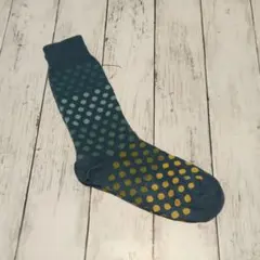 青緑と黄色のドット柄メンズソックス