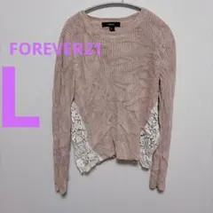 FOREVER21 ✨【L】ピンク ❤️レディース長袖ニットセーター