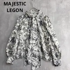 マジェスティックレゴン　バリエレディ　ボウタイブラウス　リボン　長袖　ボタニカル