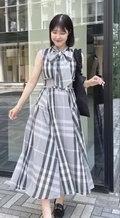 An MILLE ビックチェックリボンOP ワンピース