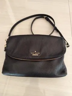 kate spade 黒 レザー ショルダーバッグ