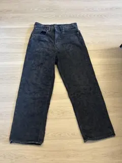ZARA ダメージ加工 ダークグレー ワイドレッグデニム