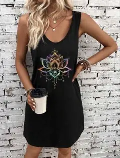 シーインEMERY ROSE フラワータトゥーノースリーブワンピース新品のサムネイル
