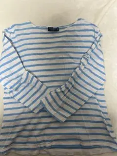 SAINT JAMES 青と白のストライプ 長袖Tシャツ