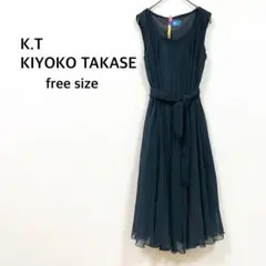 【KTキヨコタカセ】ノースリーブ ロングワンピース F グレー プリーツ 重ね着