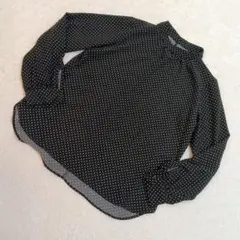 【美品】GU ジーユー ハイネック ドット柄 ブラウス 長袖 ブラック XL