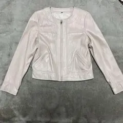 ベージュ レザー ジャケット　レディース　羊革