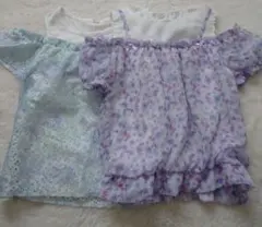女の子130花柄フリル付きTシャツ
