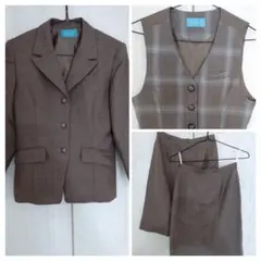 ☆SELERY 事務服 ベージュ スーツ ベスト スカート ９号☆のサムネイル