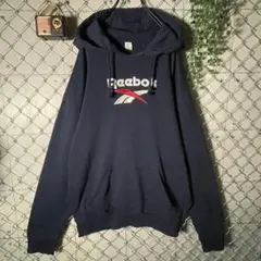 90s リーボック プルオーバー スウェット パーカー デカ刺繍ロゴ 2XL