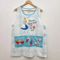 【美品】エプロン Disney 不思議の国のアリス 水色　M〜L 保育士のサムネイル
