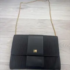 訳あり　ハナエモリ　ブラックフォーマルバッグ HMロゴ付き　ショルダーバッグ