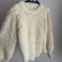 アイボリー シャギーニット 長袖セーター