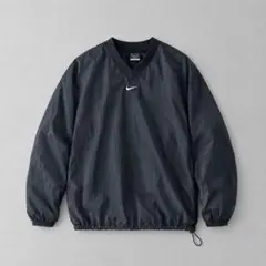00s old Nike Vネック　ナイロンスウェット　黒 センタースウォッシュ