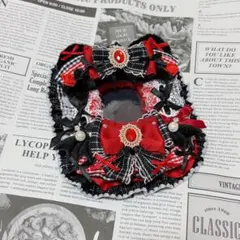 硬質カードケース レースデコ 赤 黒 猫耳