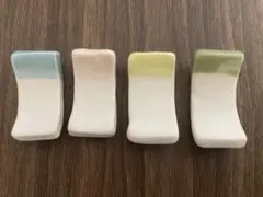 ハンドメイド　陶器製箸置き 4個セット