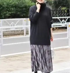 IENA チェックバイヤスプリーツスカート