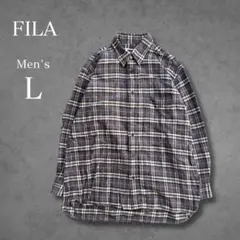 【人気ブランド】FILA フィラ ネルシャツ Lサイズ チェック柄 綿100%