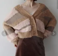 earth フェザーミックスインターシャカーディガン