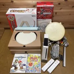 wii 本体一式 ソフト2本 タタコン ハンドル すぐ遊べるセット