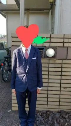 式典などちょっとした礼服に！送料込みネイビー フォーマルスーツ３点 150センチ