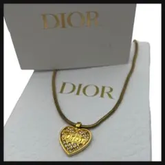 【美品】 クリスチャンディオール Dior ネックレス ハート ストーン
