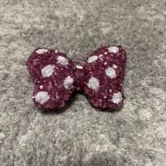 ミニースパンコール リボン　水玉　ピンク