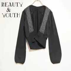ビューティアンドユース　ボレロ　ウール100％　黒　薄地　バルーン袖 トップス