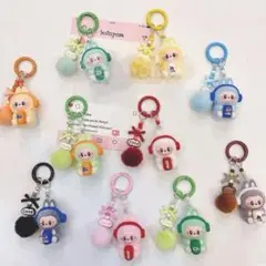 ラブブキーホルダー　モコモコポンポン付き10個セット