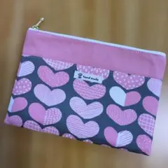 ラミネートポーチ（ハートが並んだ） ハンドメイド ポーチ 017 kippis