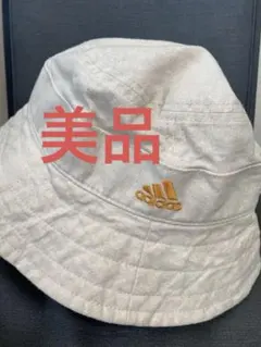 【美品】adidas アディダス　バケットハット 麻混　ロゴ刺繍　57.5cm