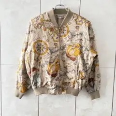 CHARGE ヴィンテージ 地図柄 総柄ブルゾン コンパス 船 レトロジャケット