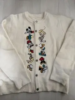 ミッキーマウス刺繍　アイボリー　カーディガン