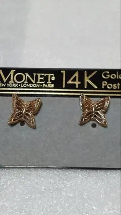 Monet 14K Gold Post バタフライ ピアス【＊ヴィンテージ】のサムネイル