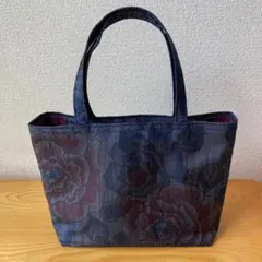 大島紬　名古屋帯　薔薇柄　肩掛け　トートバッグ　ハンドメイド