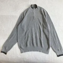 ユニクロ UNIQLO ハーフジップニット メンズ L グレー 襟ライン 綿混