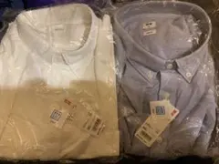 ユニクロ　ホワイト＆ブルー長袖シャツ 3XL 2枚組