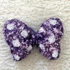 ディズニー ミニーマウス ヘアゴム リボン 紫 制服