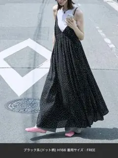 ブラックドット柄 キャミワンピース