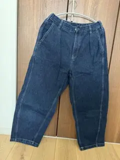 GU ダークブルー デニム ワイドパンツ S