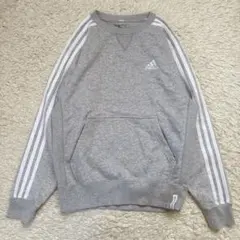 美品　adidas 150cm トレーナー　スウェット　3本ライン　グレーのサムネイル