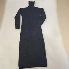NICE CLAUP チャコールグレー ロングニットワンピース