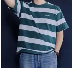 【美品】Levi's リーバイス　Tシャツ　ボーダー　グリーン